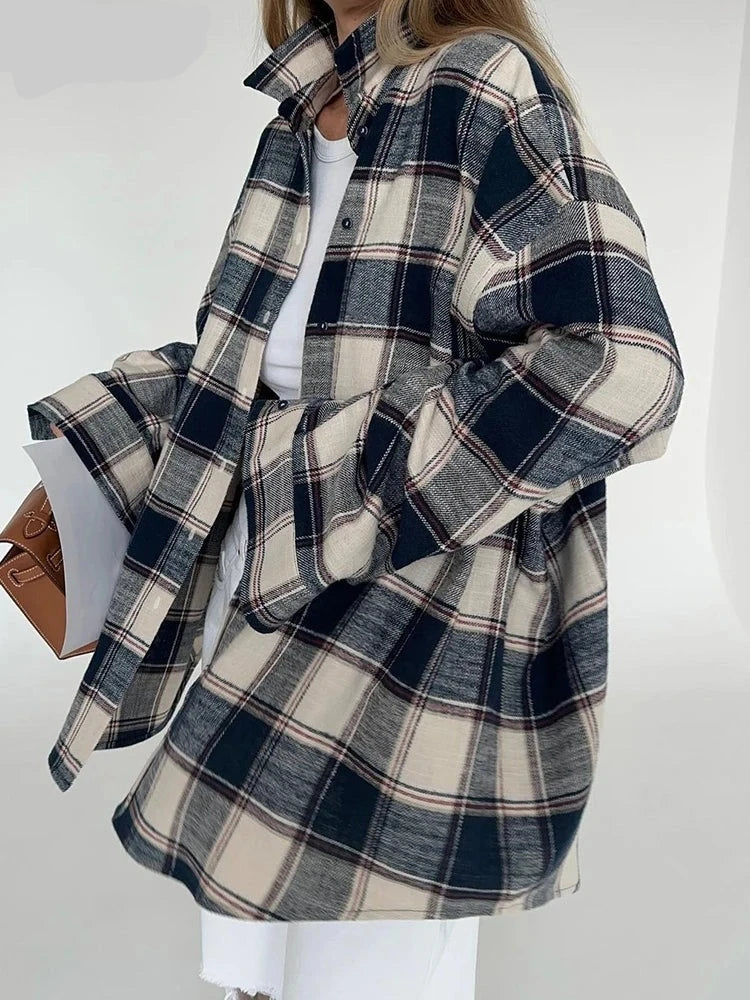 Plaid Long Sleeve Shirts Female Autumn Fashion