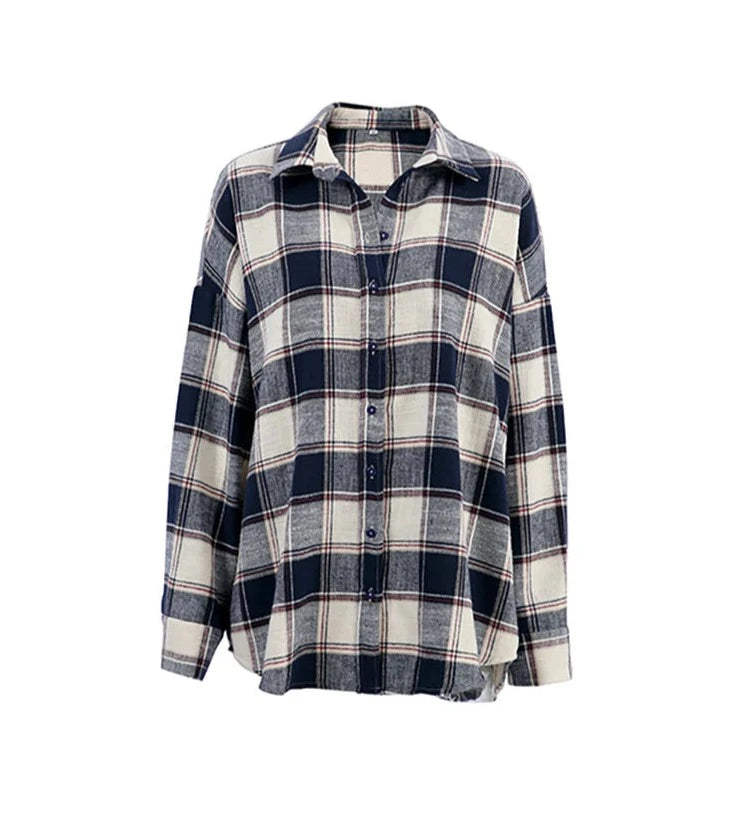 Plaid Long Sleeve Shirts Female Autumn Fashion