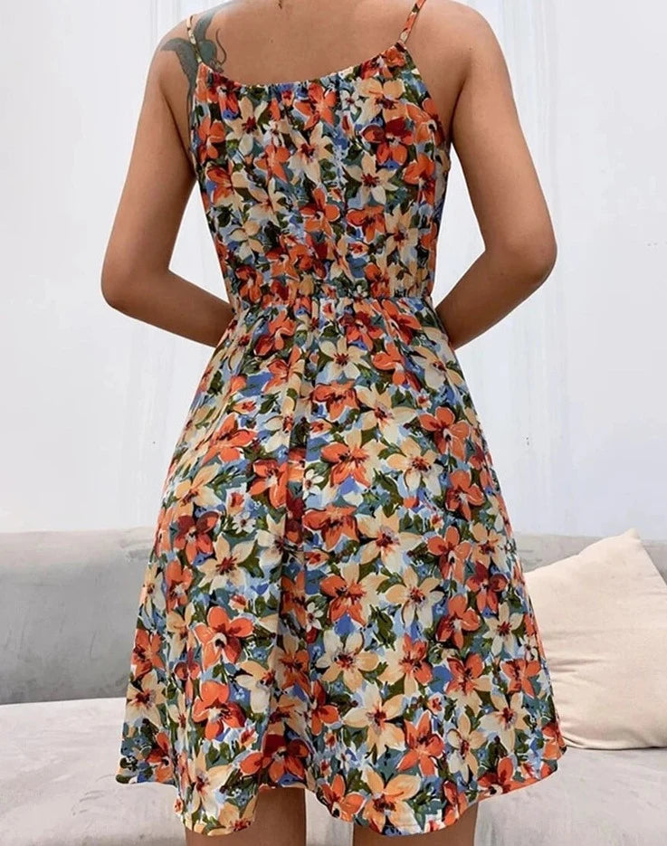 Sexy Floral Print Short Dress Women Summer Fashion