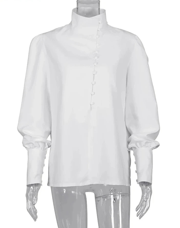 Turtleneck White Woman Blouse Long Sleeve Shirts