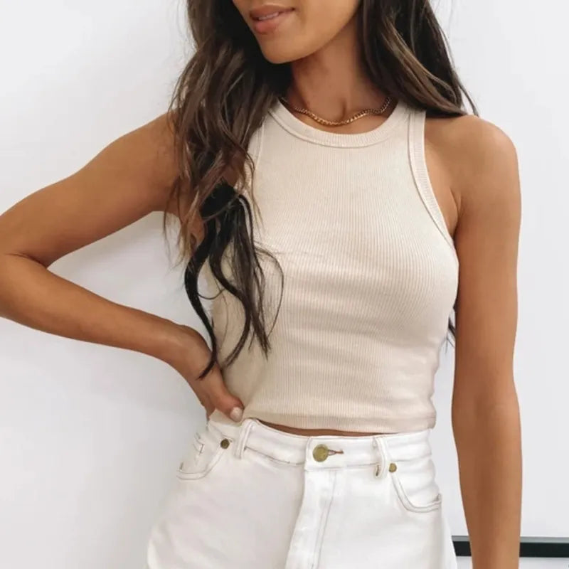 Tank Tops Sexy Crop Vest Solid