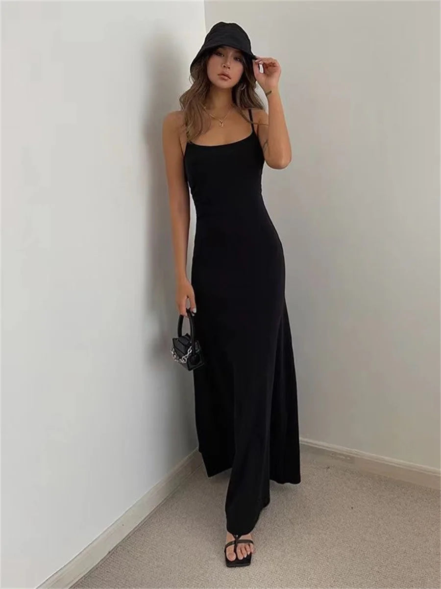 Woman Spring Summer Style Bodycon Dress Female Sexy Sleeveless Spaghetti Strap Split Sheath Dress Vestidos SS161