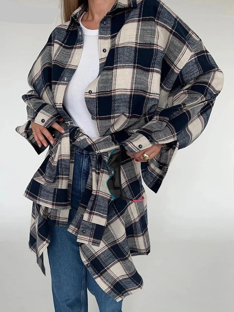 Plaid Long Sleeve Shirts Female Autumn Fashion