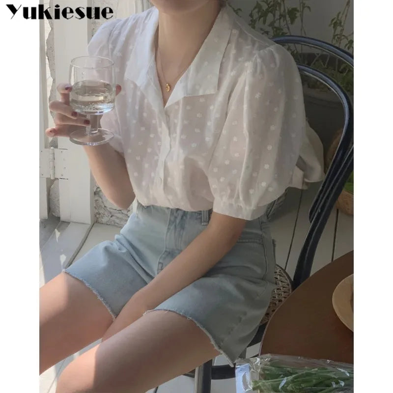 Shirts Women All-match V-Neck blouse shirts and tops  Korean Style Womens Clothing Elegant Solid Color Leisure Chiffon blouses